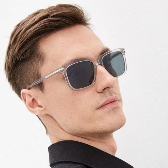 Prada Sunglasses Grey Crystal Blue Rectangle PR18WS U430A9 BRAND NEW - Picture 3 of 11